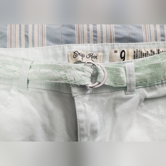 Indigo Rein Light Mint Green Low Rise Short Shorts with Lace Belt - Picture 9 of 11